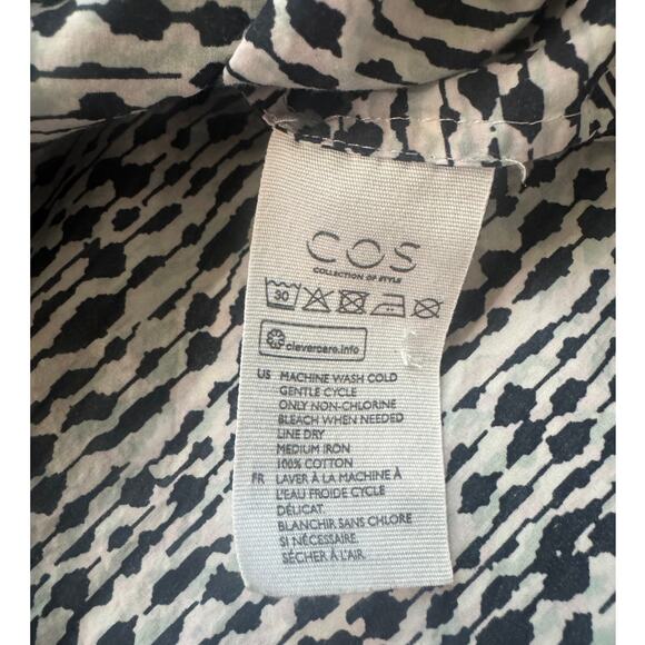 Cos | 100% Cotton Black + White Print Button Down Shirt | Size 2 - Picture 6 of 6